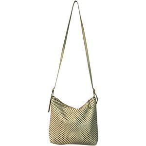 WHITING & DAVIS BEIGE LEATHER STRAP SHOULDER BAG
